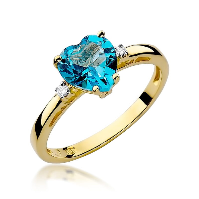 Inel Aur 9K cu Topaz Swiss 1.20 ct si Diamante Naturale 0.03 ct (Varianta: Galben)
