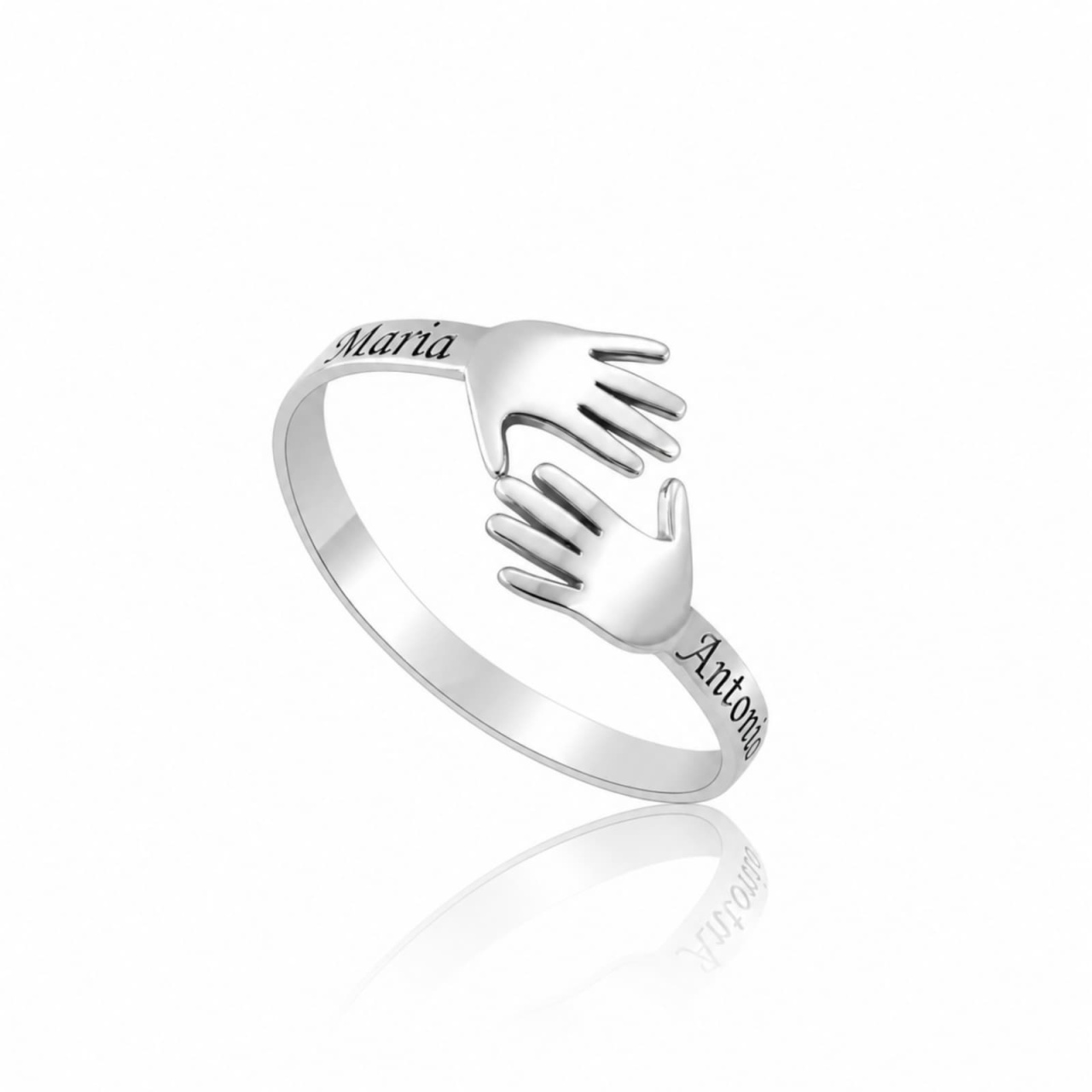 Inel din Argint 925 Holding Hands / Personalizabil cu nume sau initiale
