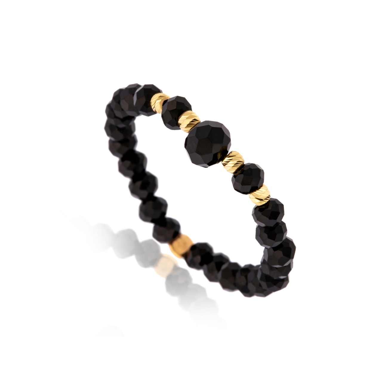 Inel Glimmerite cu cristale si 4 bile din Aur 14K