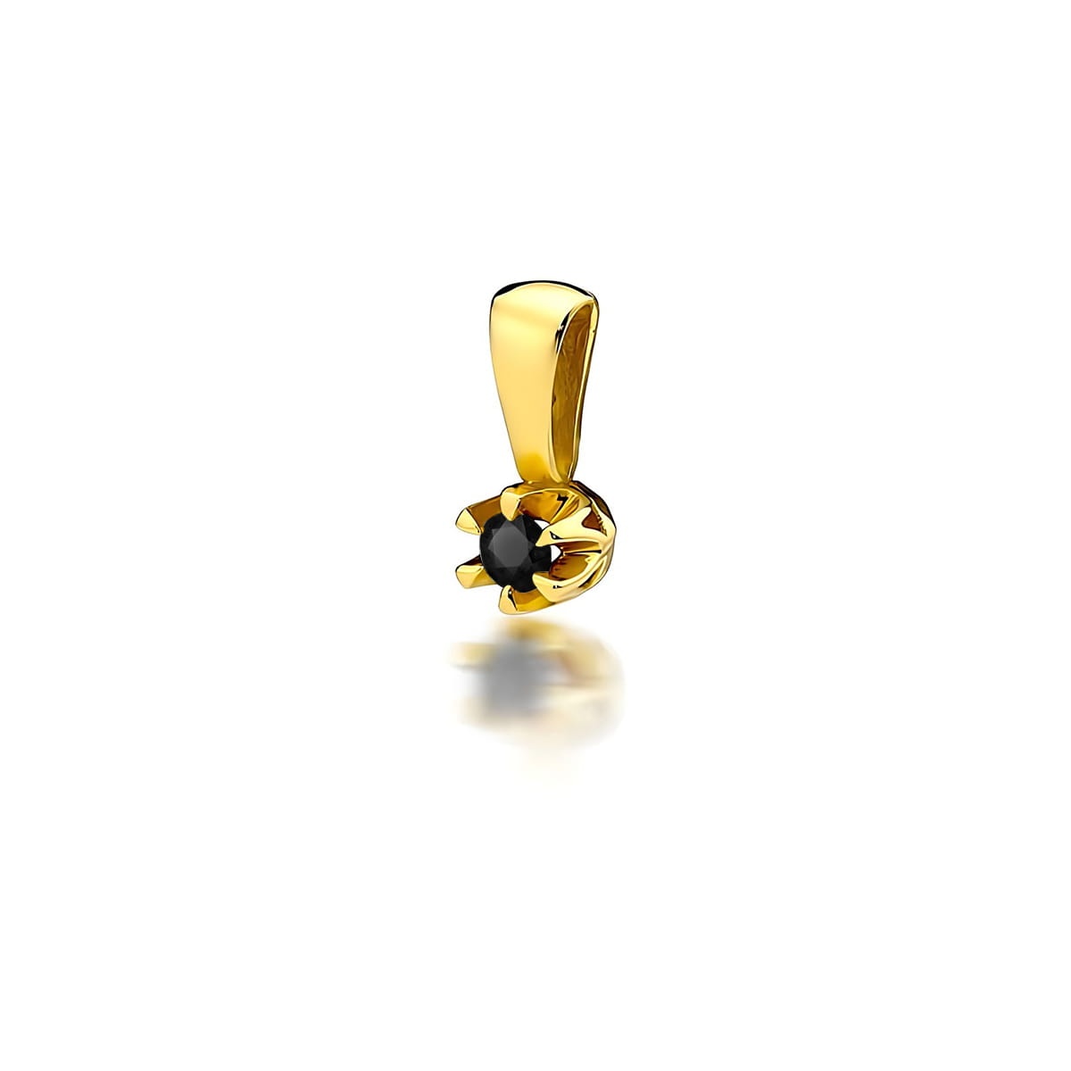 Pandantiv Aur 14K cu Diamant Natural Negru 0.12 ct (Varianta: Galben)