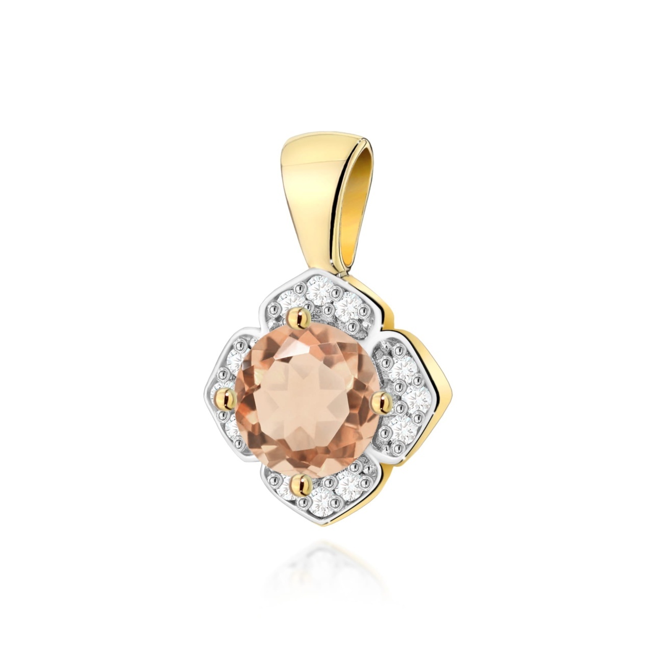 Pandantiv Aur 14K cu Morganit 0.40 ct si Diamante Naturale 0.06 ct (Varianta: Galben)