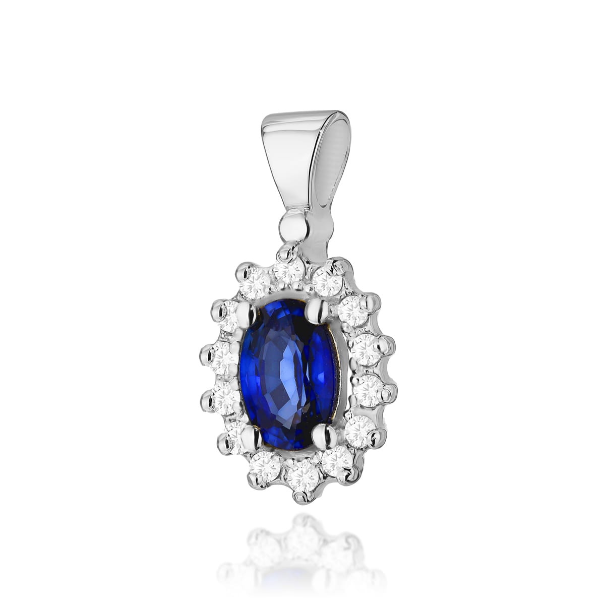 Pandantiv Aur 14K cu Safir 0.70 ct si Diamante Naturale 0.12 ct (Varianta: Galben)