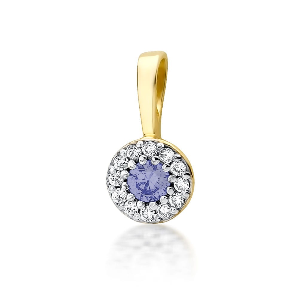Pandantiv Aur 14K cu Tanzanit 0.15 ct si Diamante Naturale 0.10 ct (Varianta: Galben)