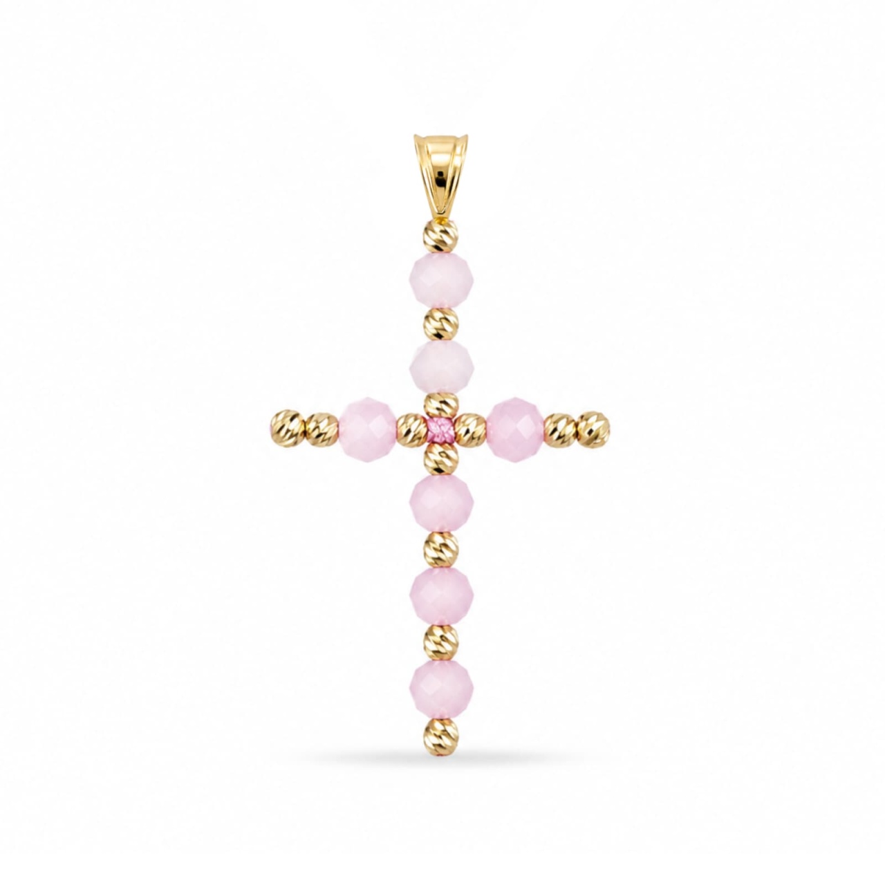 Pandantiv Cruce Baby Pink din AUR 14K