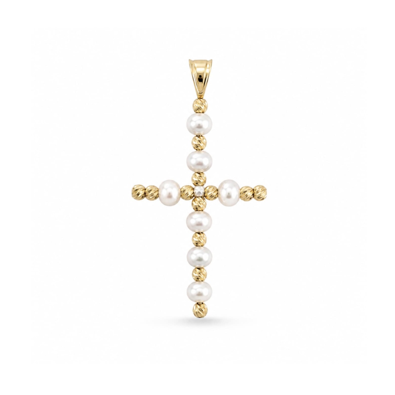 Pandantiv Cruce Pearls din AUR 14K