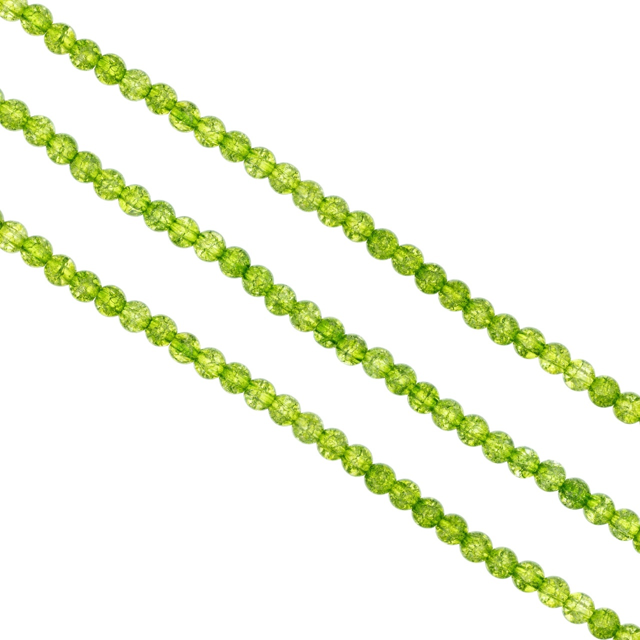 Sirag Cristale de sticla Crackle 4 mm ~ aprox 95 buc / sirag, culoare Lime