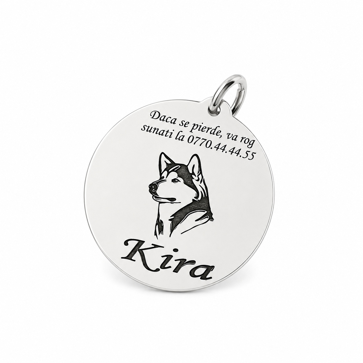 Banut personalizat din Argint 925 - 25mm - pentru zgarda caine de talie mare
