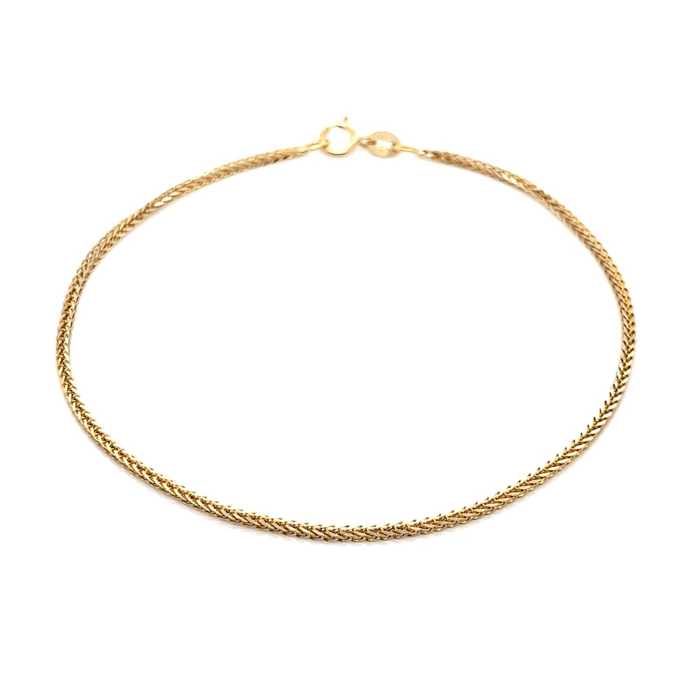 Brățară Aur 14K Model Coadă de Vulpe, Diamată, 18 cm, Lățime 1 mm (Greutate: 0.98)