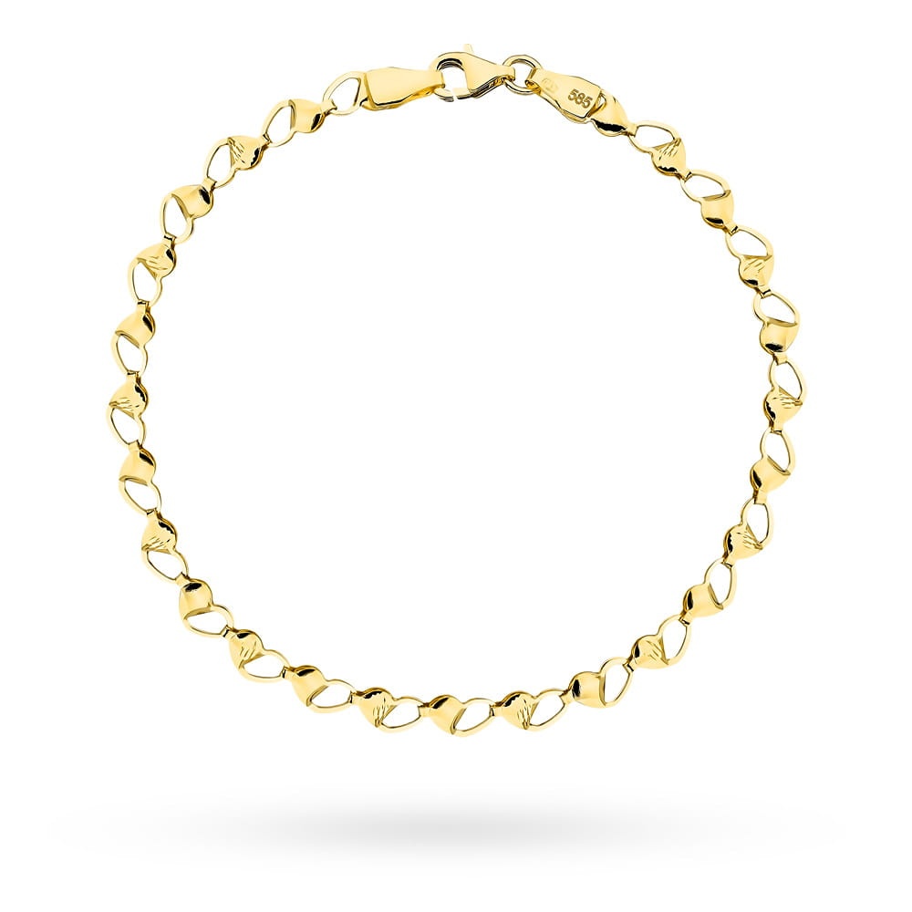 Bratara cu Inimioare Impletite- Aur 14k (Greutate: 2.30)