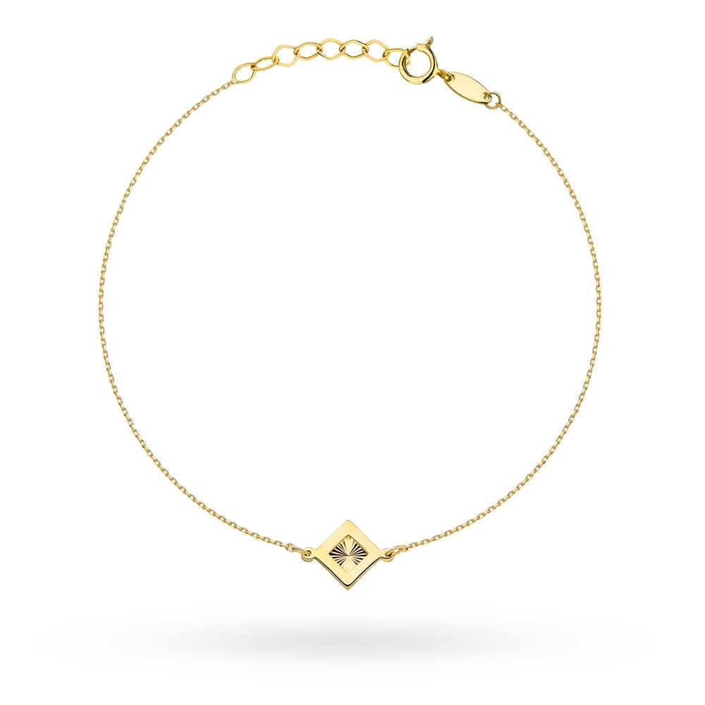Brățară Din Aur 14K Romb Diamentat În Montură Netedă (Greutate: 0.77)