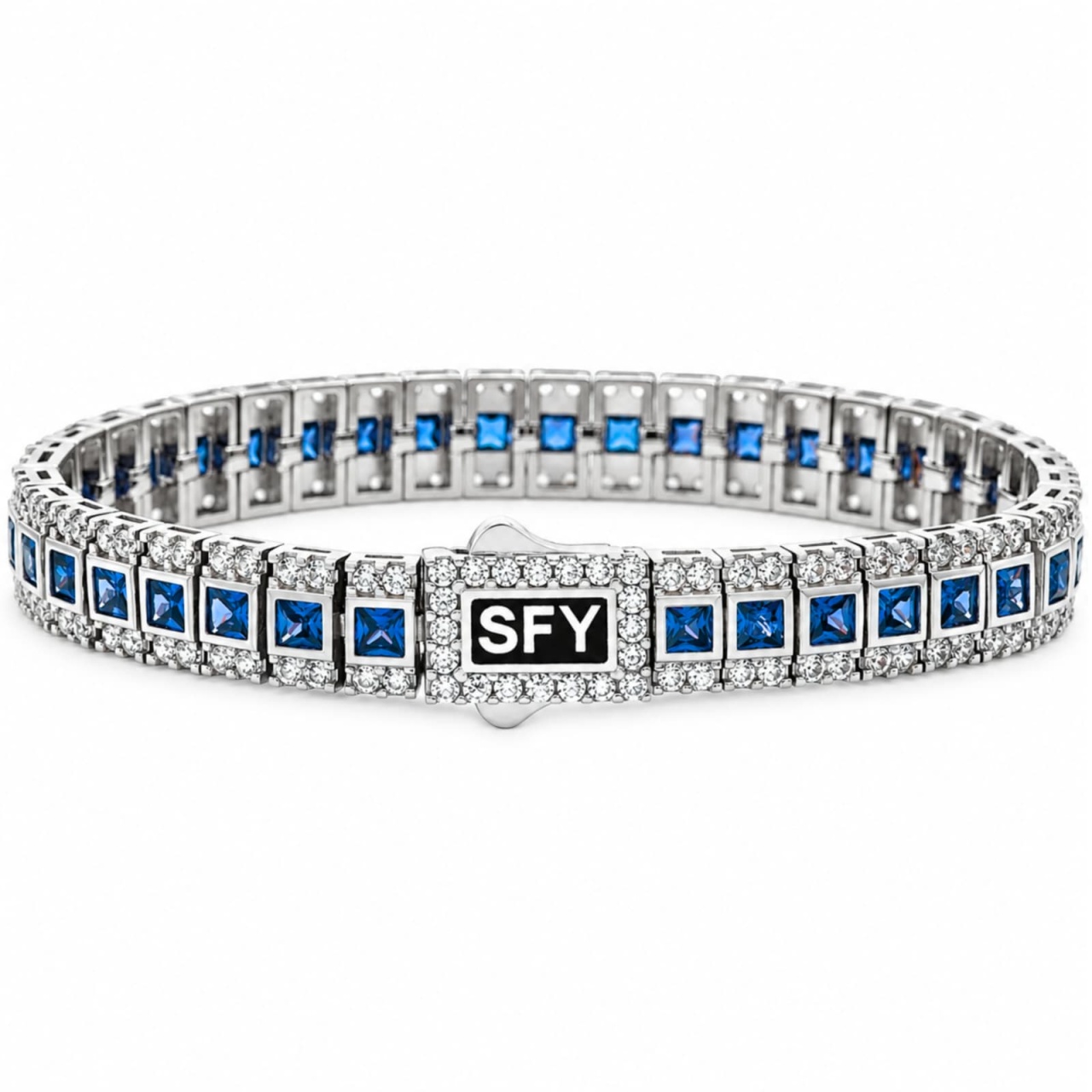 Brățară Tennis SFY din Argint 925 cu Cristale Zirconia Albastre (Lungime: 16cm)