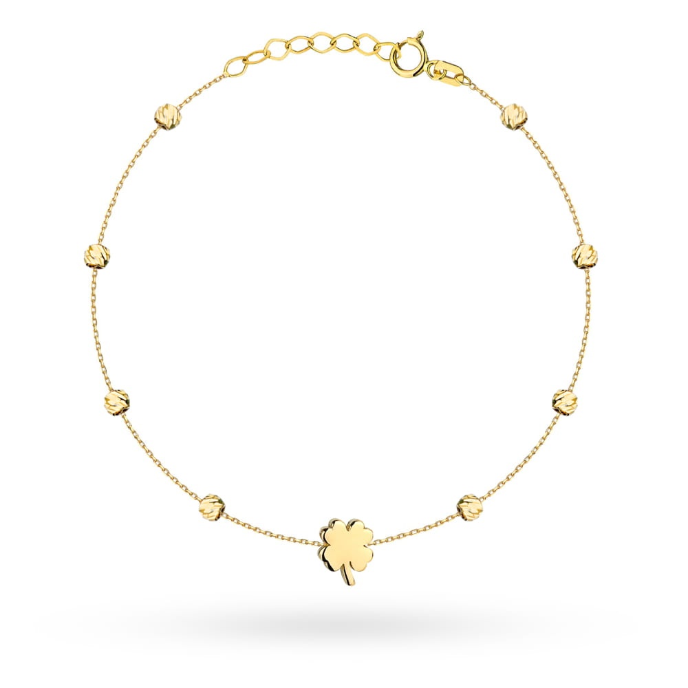 Brățară Trifoi cu Mărgele Delicate din Aur 14K (Greutate: 1.06)