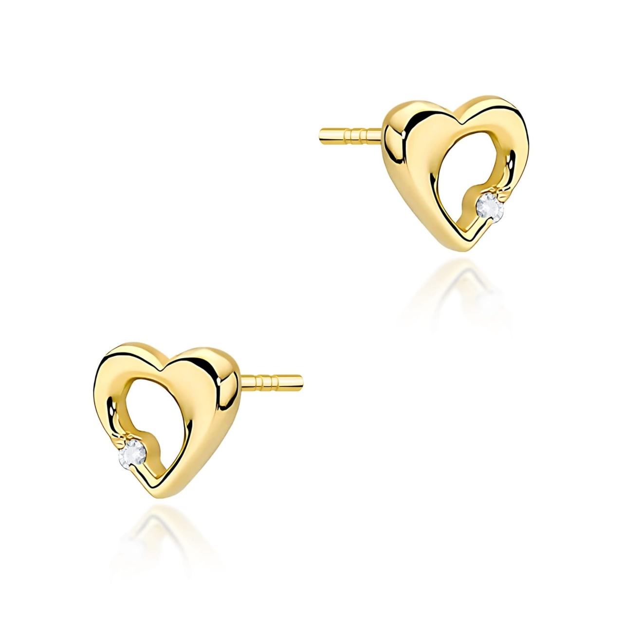 Cercei Aur 14K cu Diamant Natural 0.01 ct (Varianta: Galben)