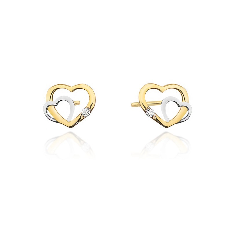 Cercei Aur 14k cu Inimioare si Zirconii (Greutate: 0.95)