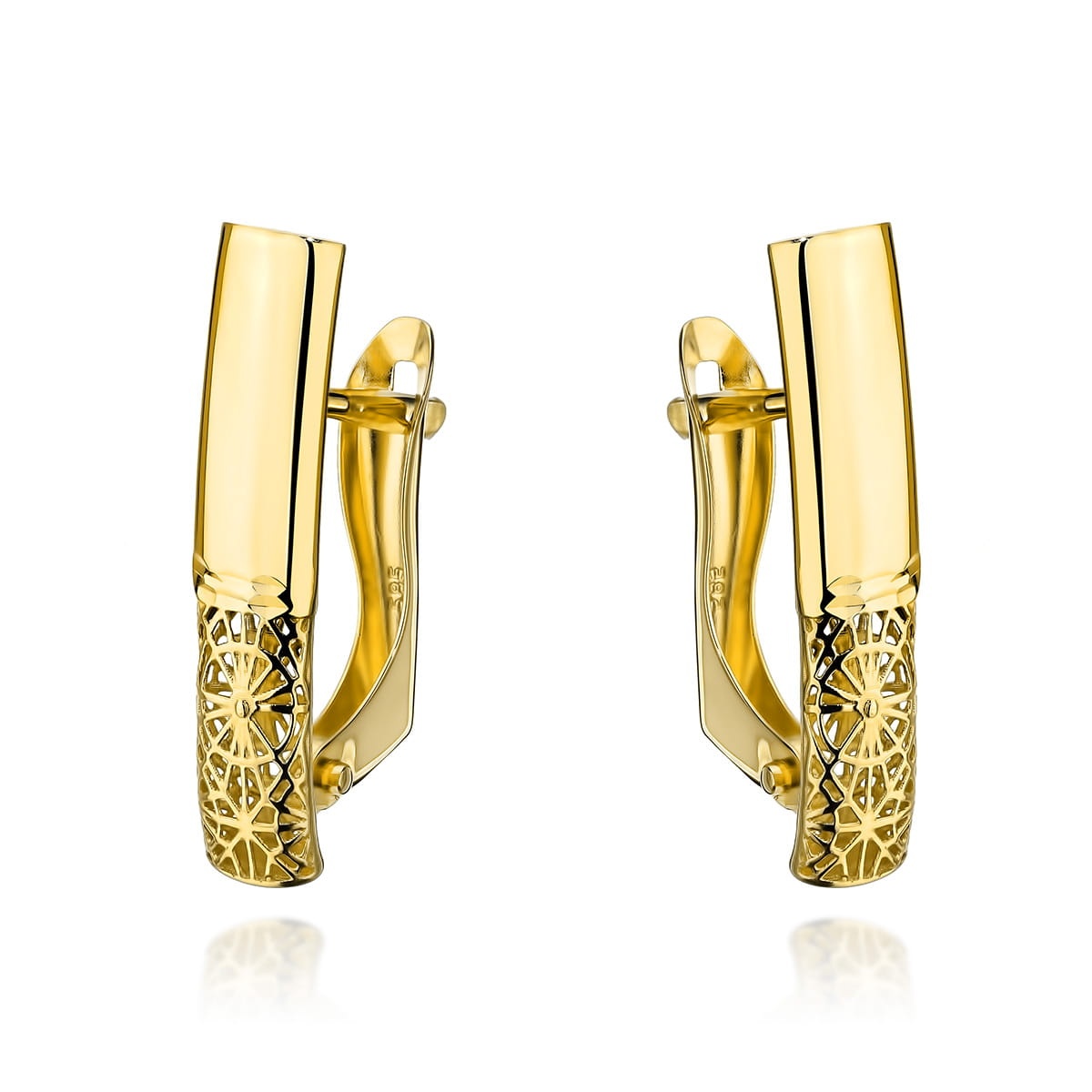 Cercei Aur 14k cu Model Ajurat si Neted (Greutate: 1.67)
