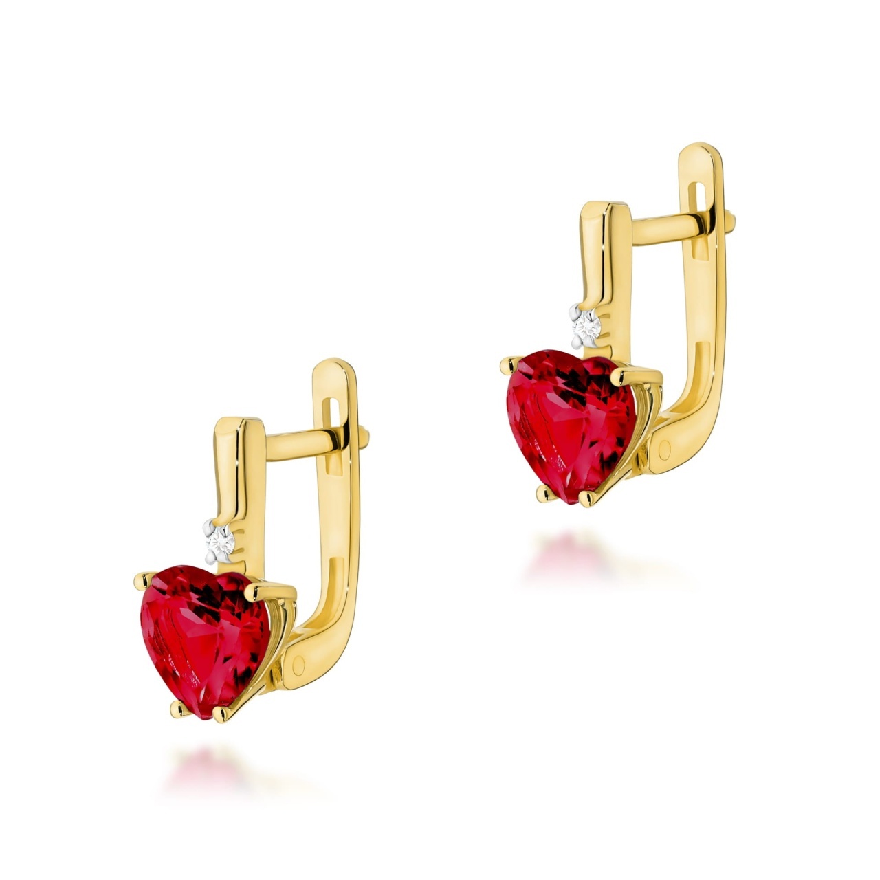 Cercei Aur 14K cu Rubin 1.70 ct si Diamante Naturale 0.03 ct (Varianta: Galben)