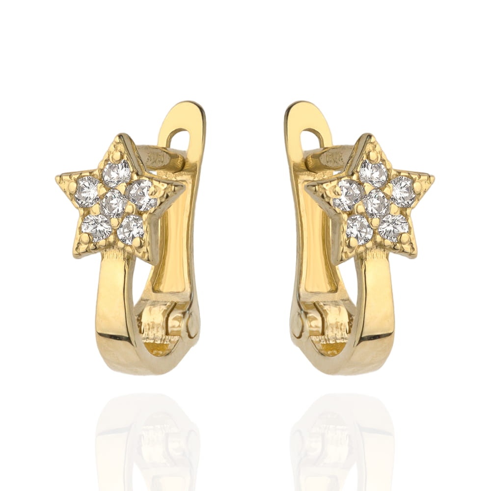 Cercei Aur 14k cu Stelute si Zirconii Albe (Greutate: 0.91)