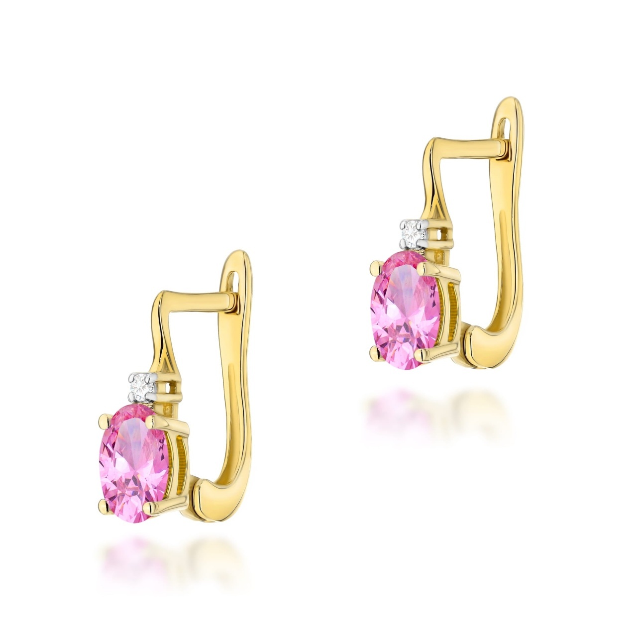 Cercei Aur 14K cu Topaz Roz 0.50 ct si Diamante Naturale 0.03 ct (Varianta: Galben)