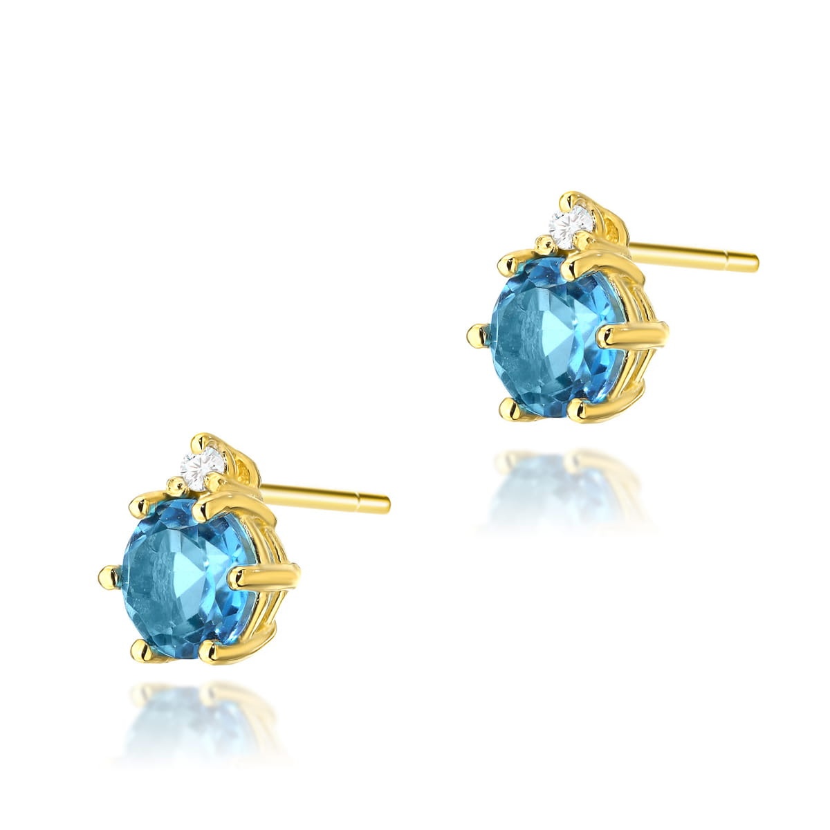 Cercei Aur 14K cu Topaz Swiss 0.50 ct si Diamante Naturale 0.03 ct (Varianta: Galben)