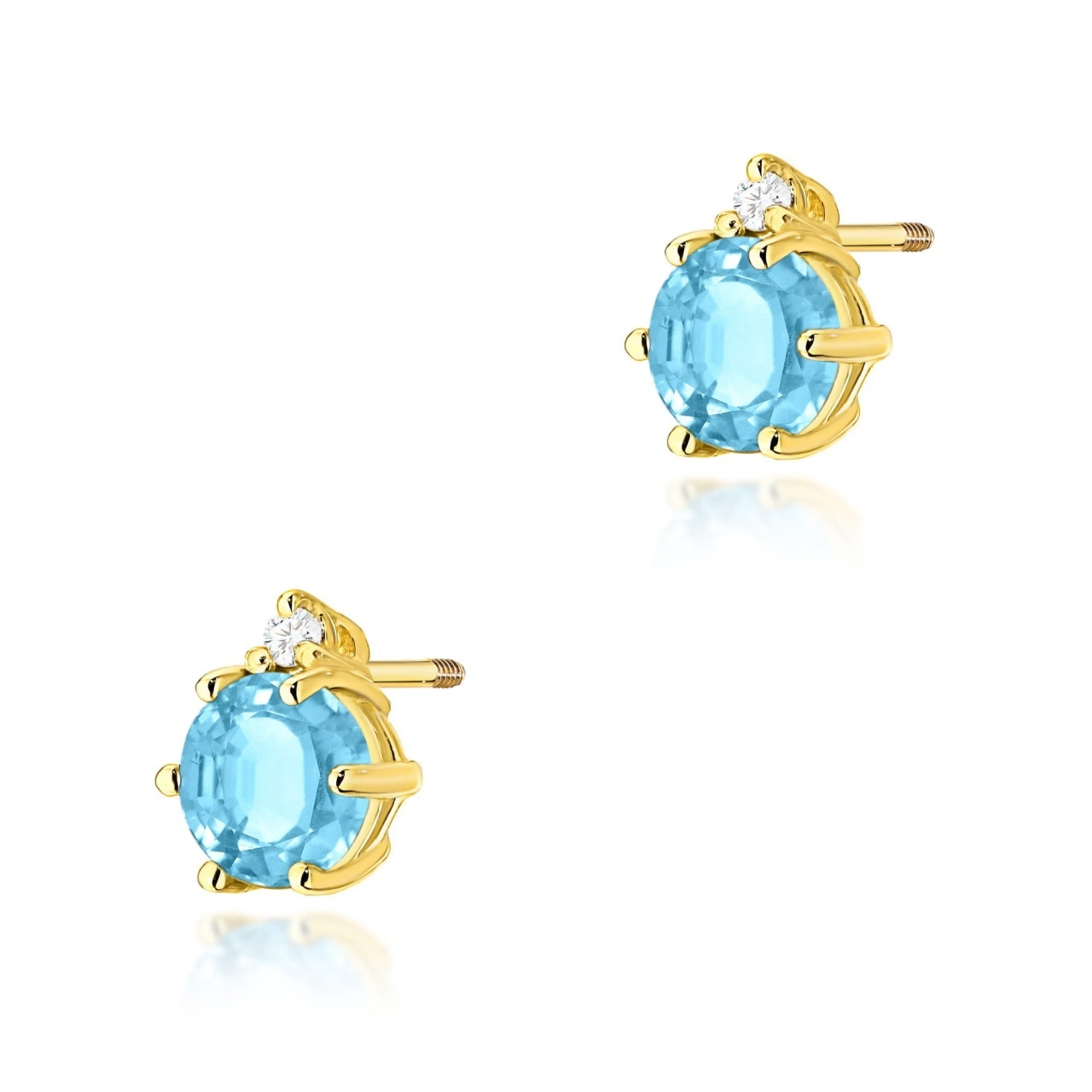 Cercei Aur 14K cu Topaz Swiss 0.50 ct si Diamante Naturale 0.03 ct Filet cu Protectie (Varianta: Galben)
