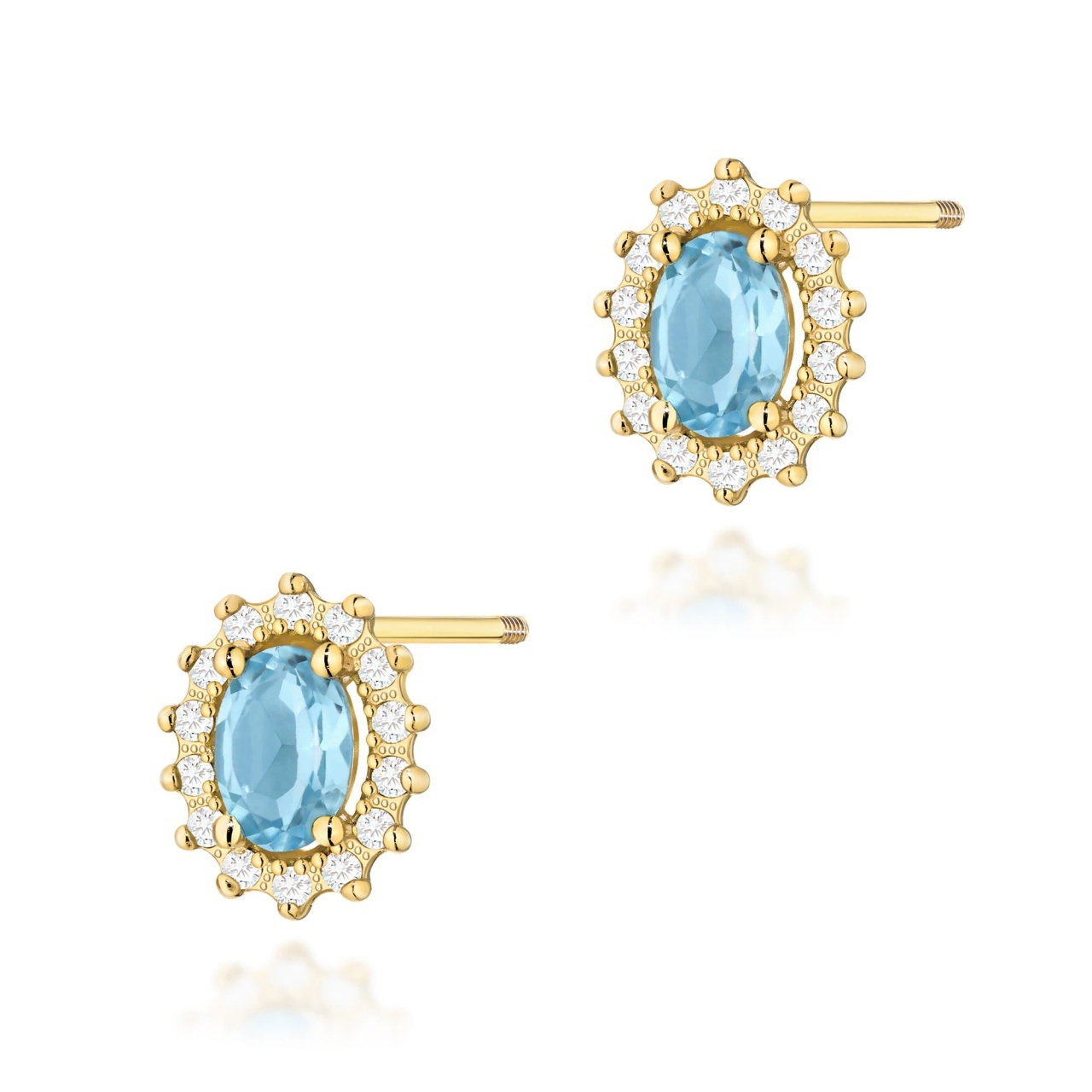 Cercei Aur 14K cu Topaz Swiss 0.50 ct si Diamante Naturale 0.24 ct Filet cu Protectie (Varianta: Galben)