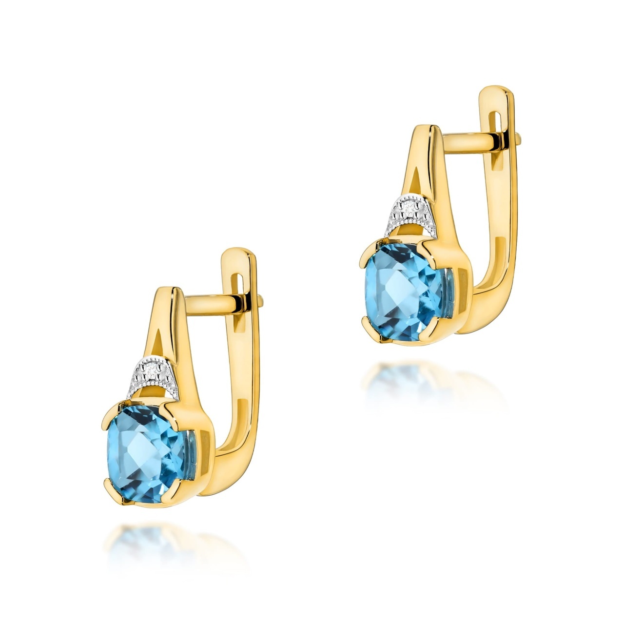Cercei Aur 14K cu Topaz Swiss 1.10 ct si Diamante Naturale 0.01 ct (Varianta: Galben)