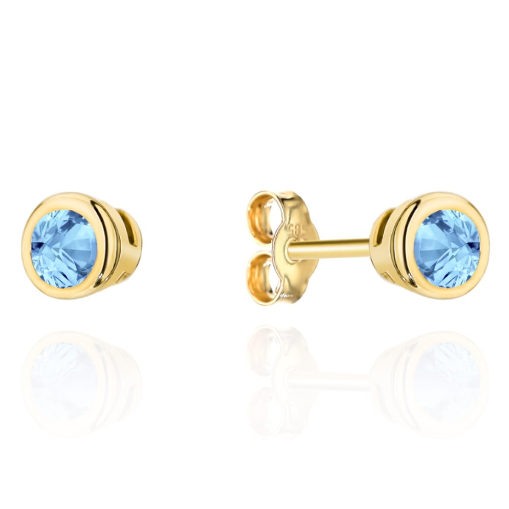 Cercei Aur 14k cu Zirconii Albastre (Greutate: 0.65)