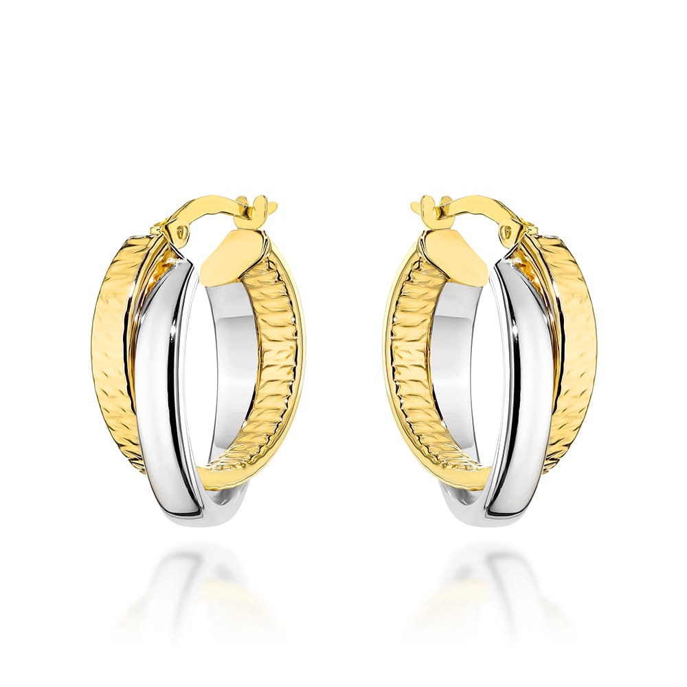 Cercei Aur 14K Două Cercuri Împletite, Design Elegant (Greutate: 2.97)