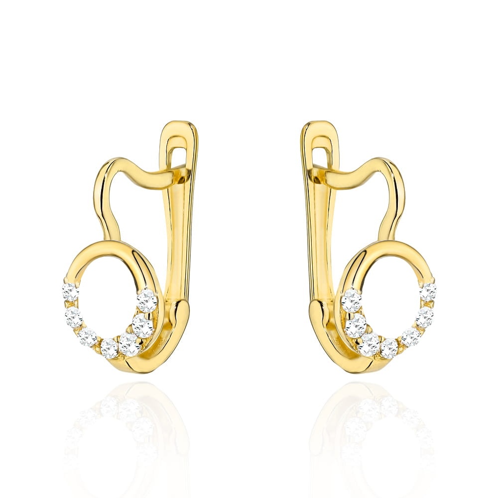 Cercei Cerculețe Elegante din Aur 14K cu Cristale (Greutate: 1.05)