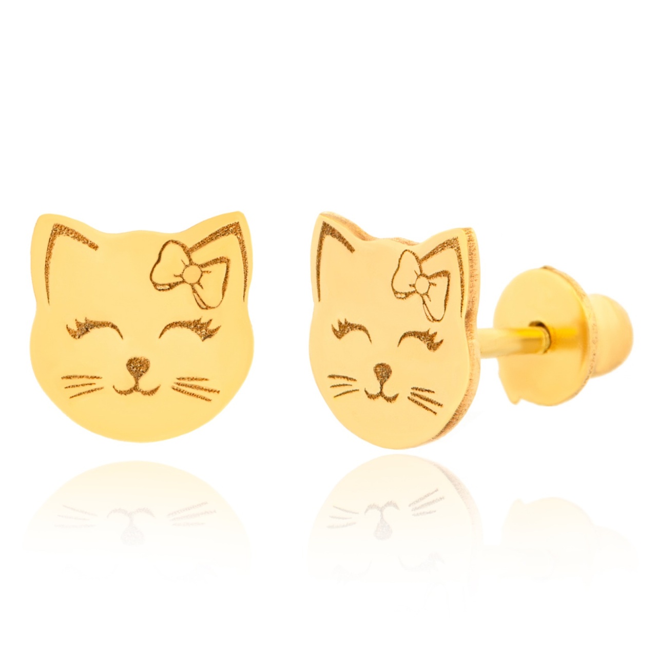 Cercei cu protectie pentru copii - Pussycat din AUR 14K