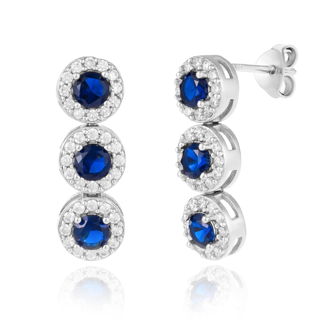 Cercei din argint 925 cu cristale Angel Collection - Dark Blue Edition