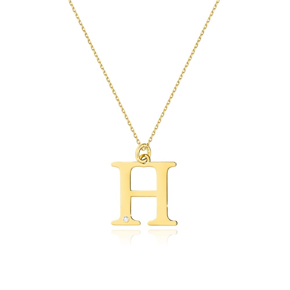 Colier Aur 14K cu Diamant Natural 0.01 ct (Varianta: Galben)