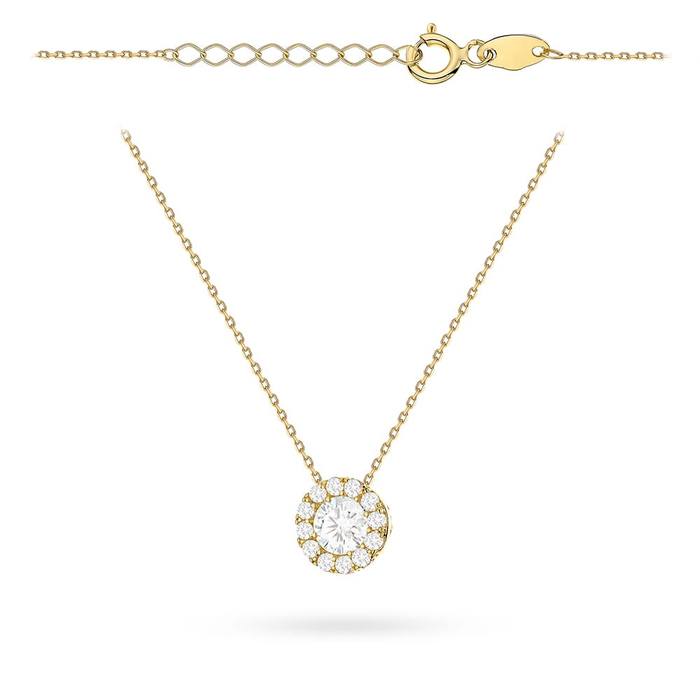 Colier Elegant Din Aur 14K Cu Pandantiv Cerc Și Cirkonii (Greutate: 1.97)