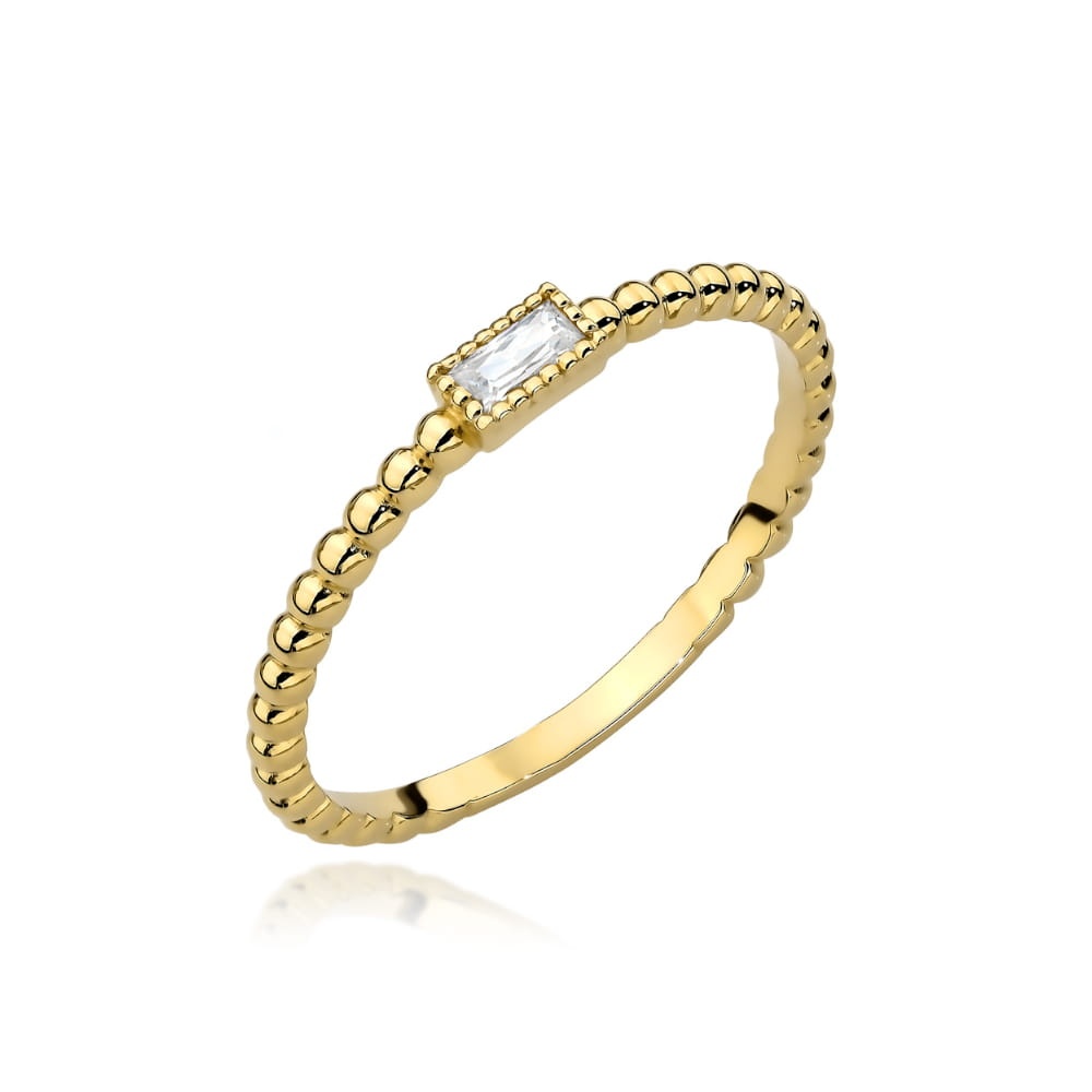 Inel Aur 14k cu Bilute si Placuta cu Cristal (Greutate: 1.55, Măsură: 19)