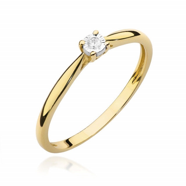 Inel Aur 14K cu Diamant Natural 0.01 ct (Varianta: Galben)