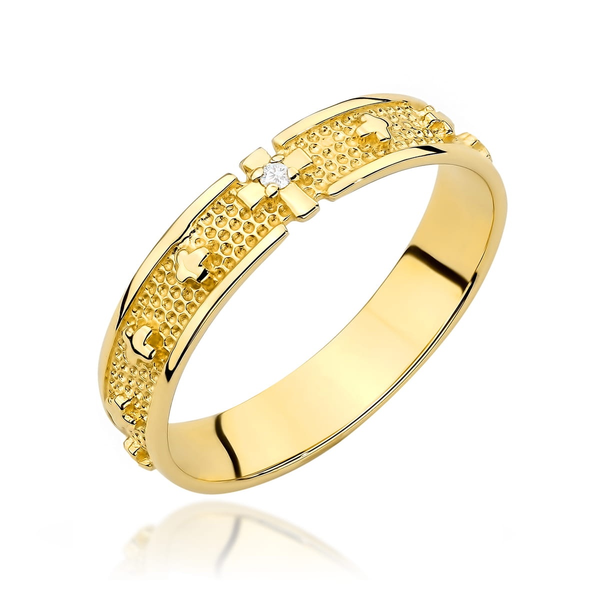 Inel Aur 14K cu Diamant Natural 0.01 ct (Varianta: Galben)