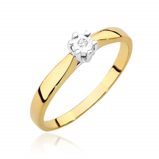 Inel Aur 14K cu Diamant Natural 0.01 ct (Varianta: Alb)