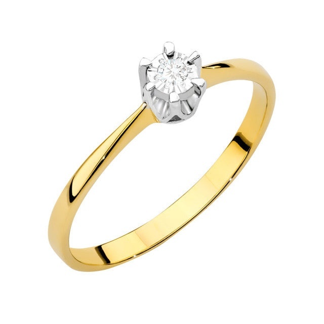 Inel Aur 14K cu Diamant Natural 0.03 ct (Varianta: Galben)