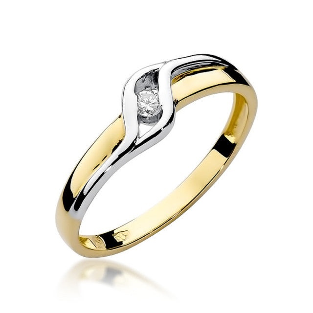 Inel Aur 14K cu Diamant Natural 0.04 ct (Varianta: Galben)