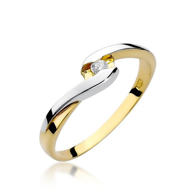 Inel Aur 14K cu Diamant Natural 0.05 ct (Varianta: Galben)