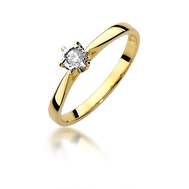 Inel Aur 14K cu Diamant Natural 0.05 ct (Varianta: Galben)