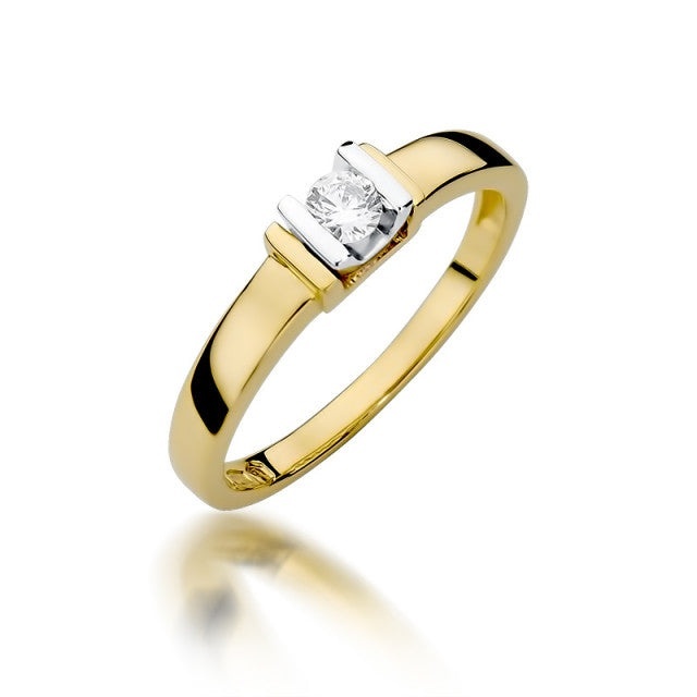 Inel Aur 14K cu Diamant Natural 0.10 ct (Varianta: Galben)