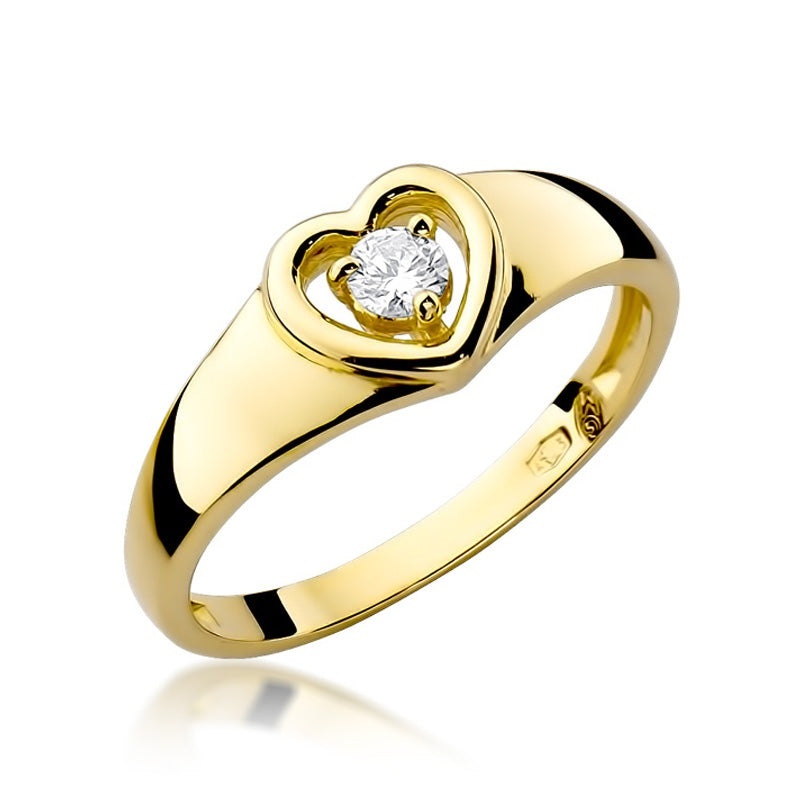 Inel Aur 14K cu Diamant Natural 0.10 ct (Varianta: Galben)
