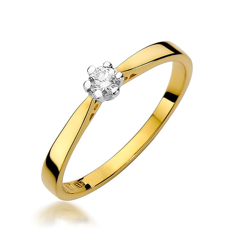 Inel Aur 14K cu Diamant Natural 0.12 ct (Varianta: Galben)