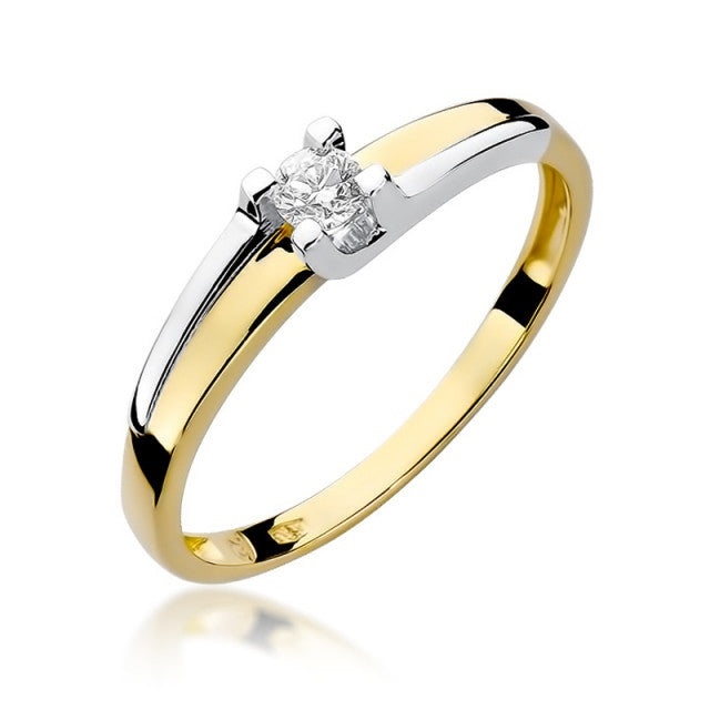 Inel Aur 14K cu Diamant Natural 0.12 ct (Varianta: Galben)