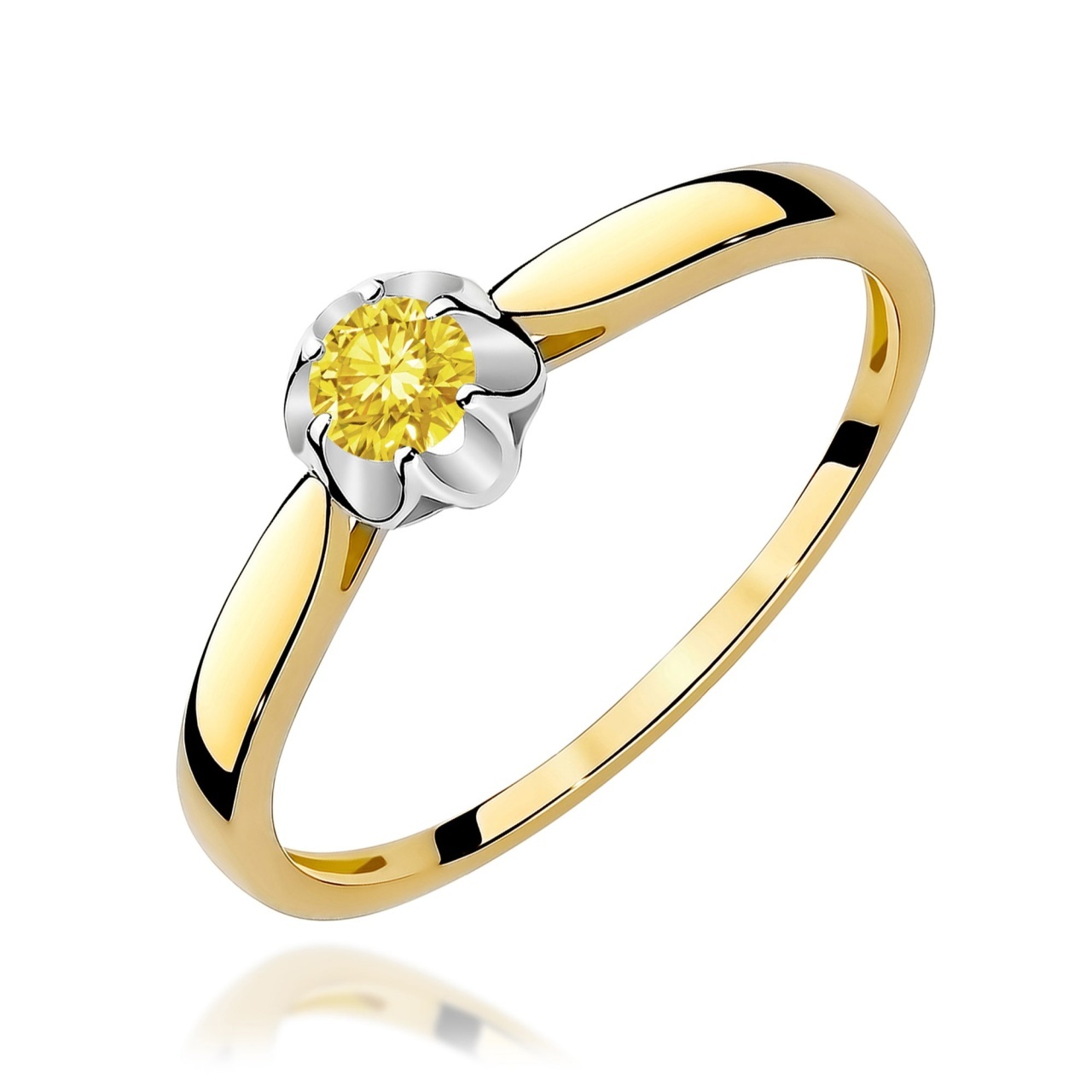 Inel Aur 14K cu Diamant Natural 0.15 ct (Varianta: Galben)