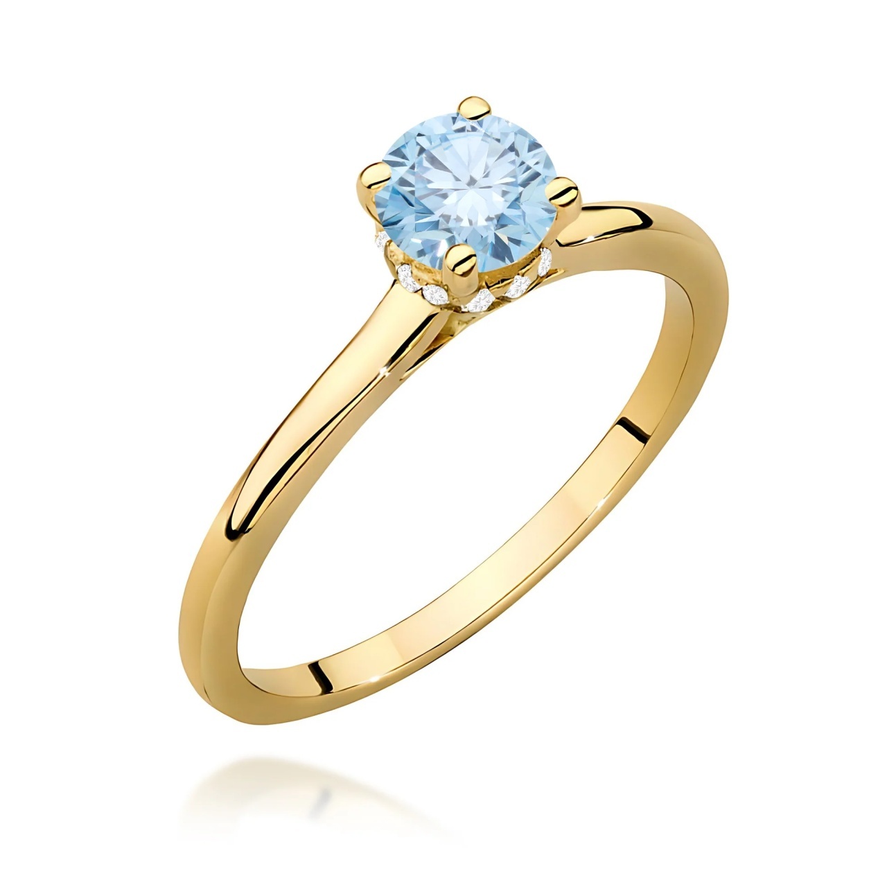 Inel Aur 14K cu Diamante Albastre de Laborator 0.56 ct (Varianta: Galben)