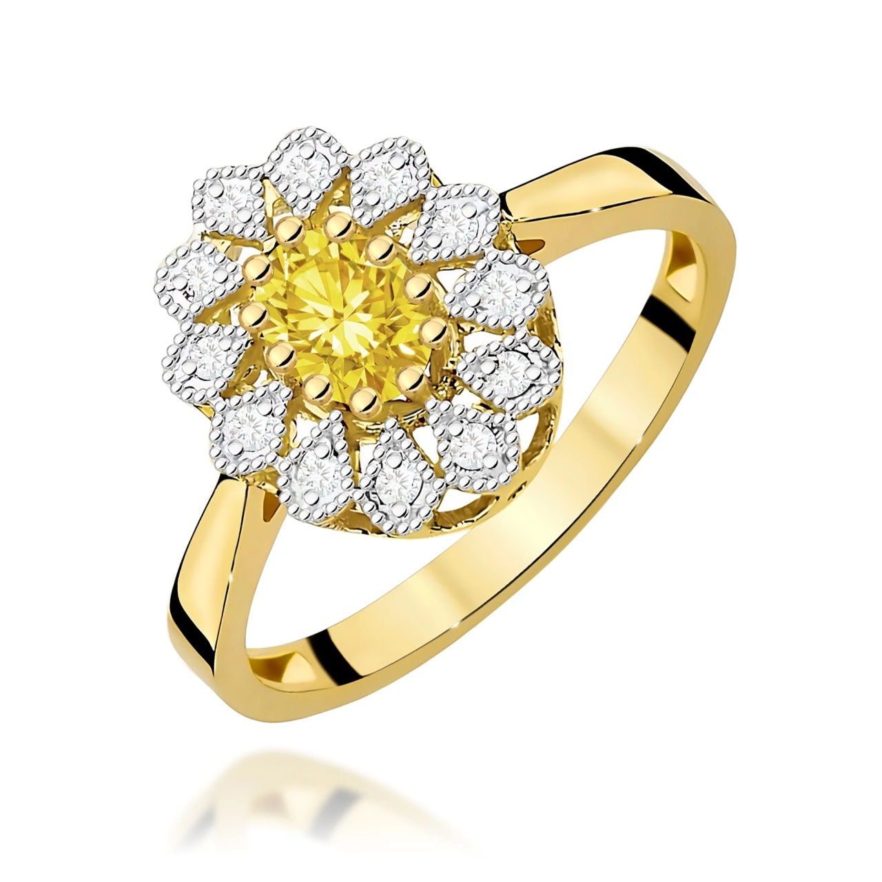 Inel Aur 14K cu Diamante Galbene de Laborator 0.60 ct (Varianta: Galben)