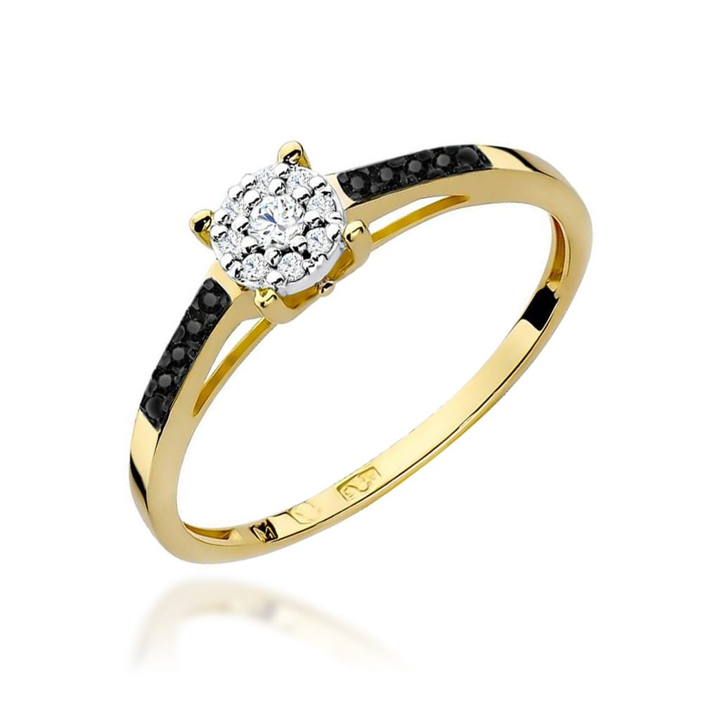 Inel Aur 14K cu Diamante Naturale Albe si Negre 0.12 ct (Varianta: Alb)