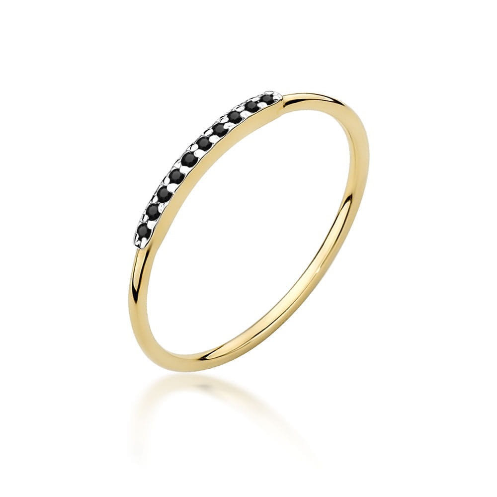 Inel Aur 14K cu Diamante Naturale Negre 0.05 ct (Varianta: Galben)